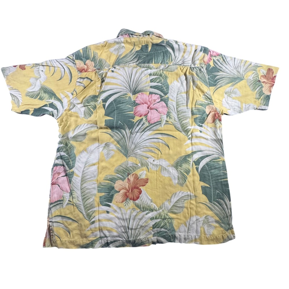 Tommy Bahama Shirt Mens L Yellow Tropical Hibiscus Floral Camp Button Up - Picture 7 of 7